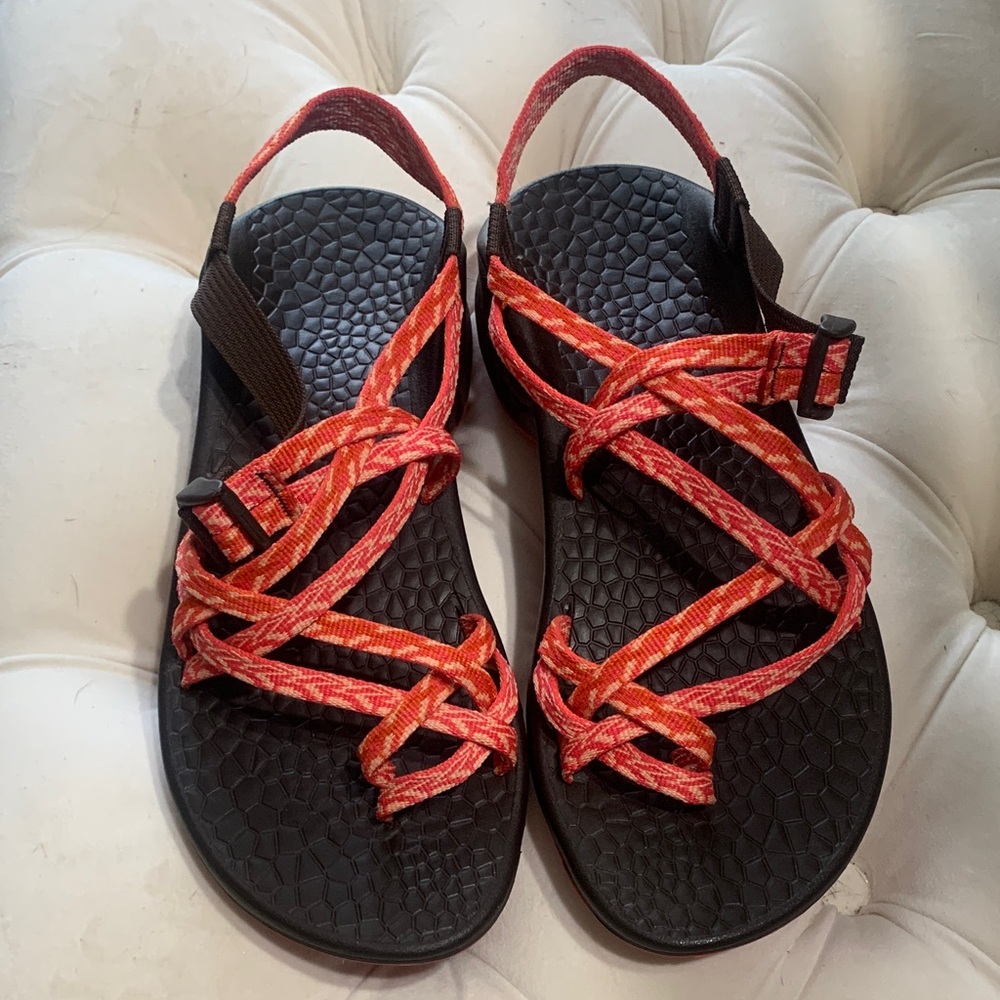 Chaco Women's Vibrant Coral and Black Sandals